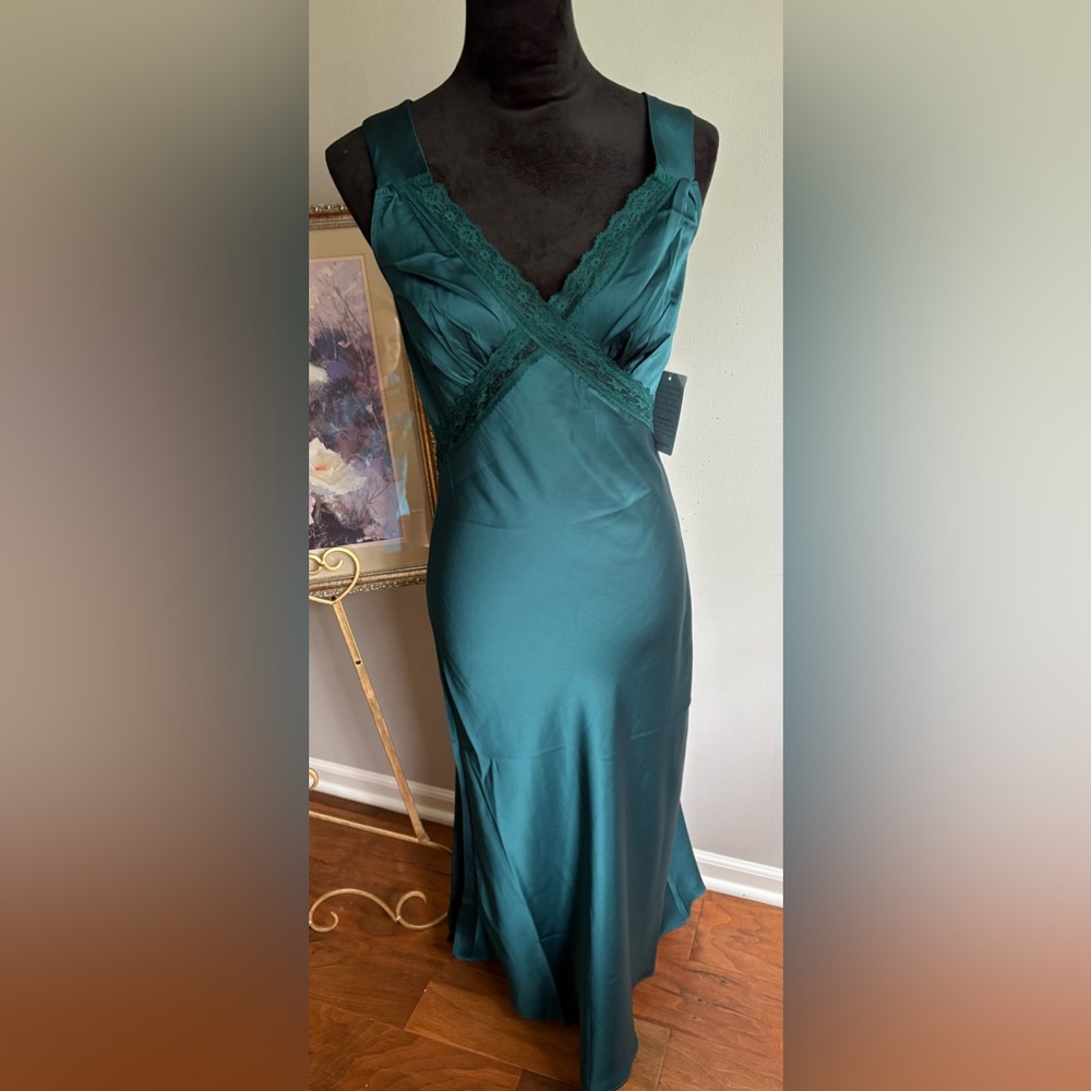 Melloday-Nordstrom Teal Green Lingerie Slip Dress Size Small NWT GLAM!!!